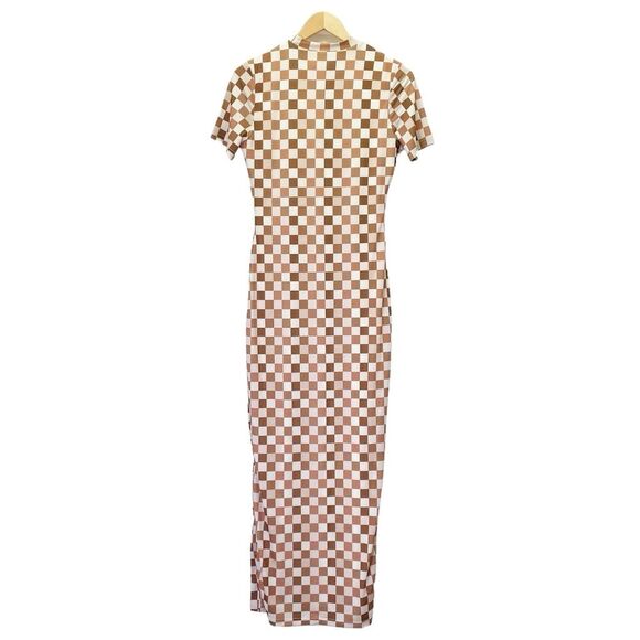 NWT Peppermayo Into The City Mesh Maxi Dress Cocoa Cream Check Womens Size 6 NEW - Picture 4 of 16